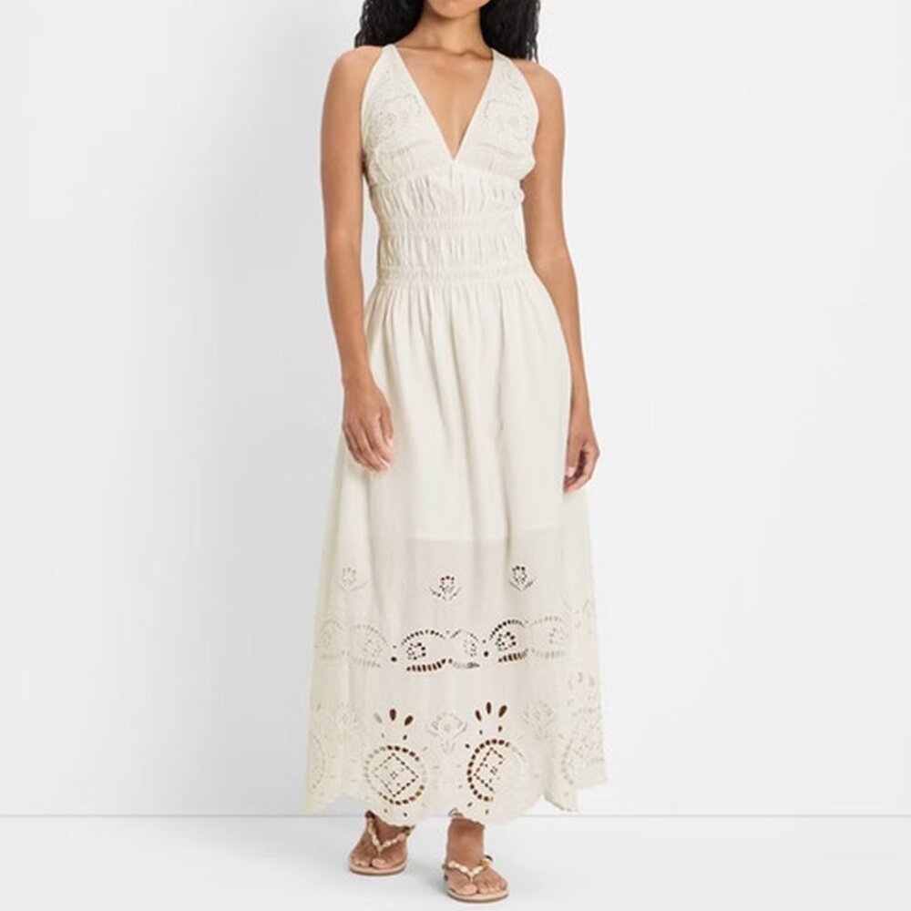 Future Collective Eyelet Maxi A-Line Dress - Cream XXL